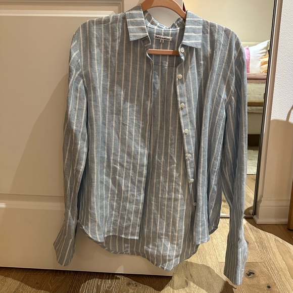 Reformation Tops - Reformation button up striped oversized long sleeve
